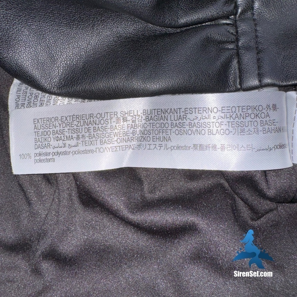 1069 NWOT Zara Black Faux Leather Dress w/Ruching - Picture 15 of 16